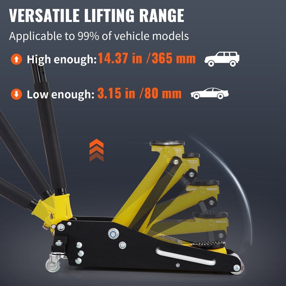 1.5 Ton Low Profile Aluminum Steel Racing Floor Jack Dual Lift Car