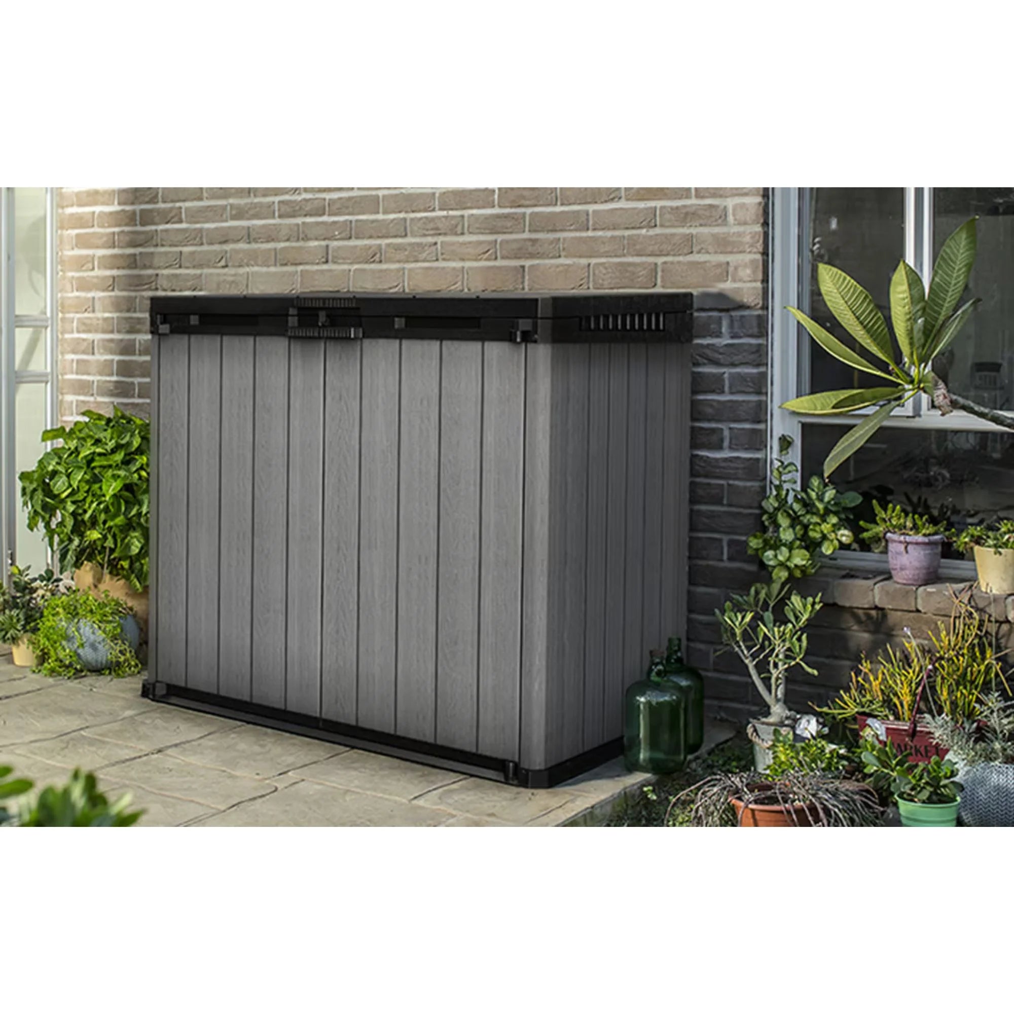 Outdoor Storage Shed, Durable Resin, Compact & Portable, Store-It-Out Darwin, Grey