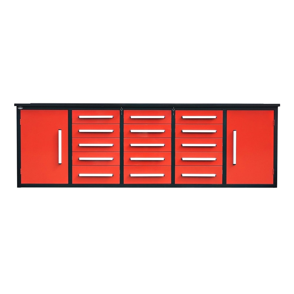 10ft Workbench Storage Cabinet with 15 Drawers & 2 Cabinets