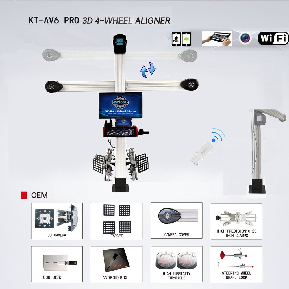Wheel Alignment Machine Works on 2 Post & Scissor Lift--AV6 Pro