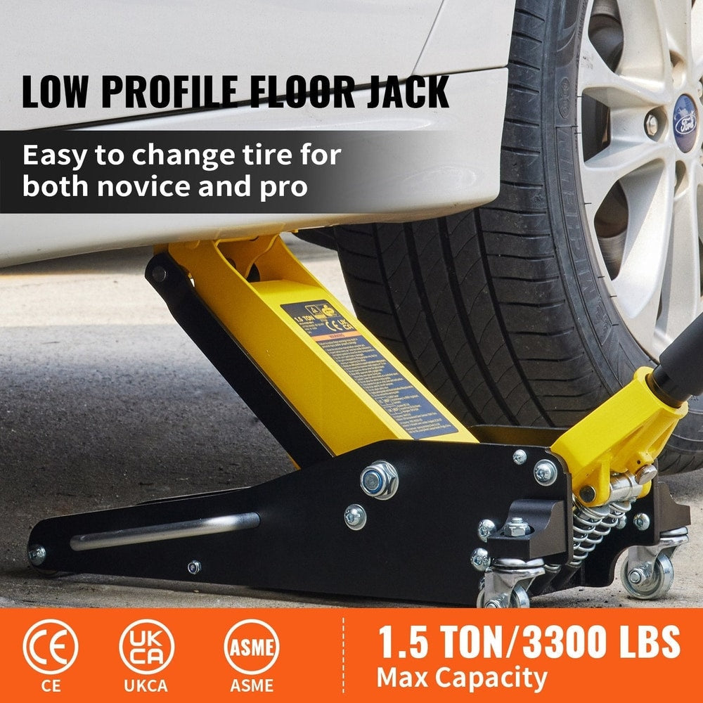 1.5 Ton Low Profile Aluminum Steel Racing Floor Jack Dual Lift Car
