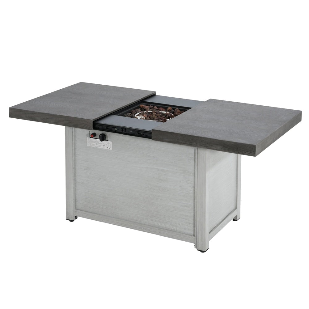 Extendable Rectangle Aluminum Alloy Fire Pit Table, 50,000 BTU