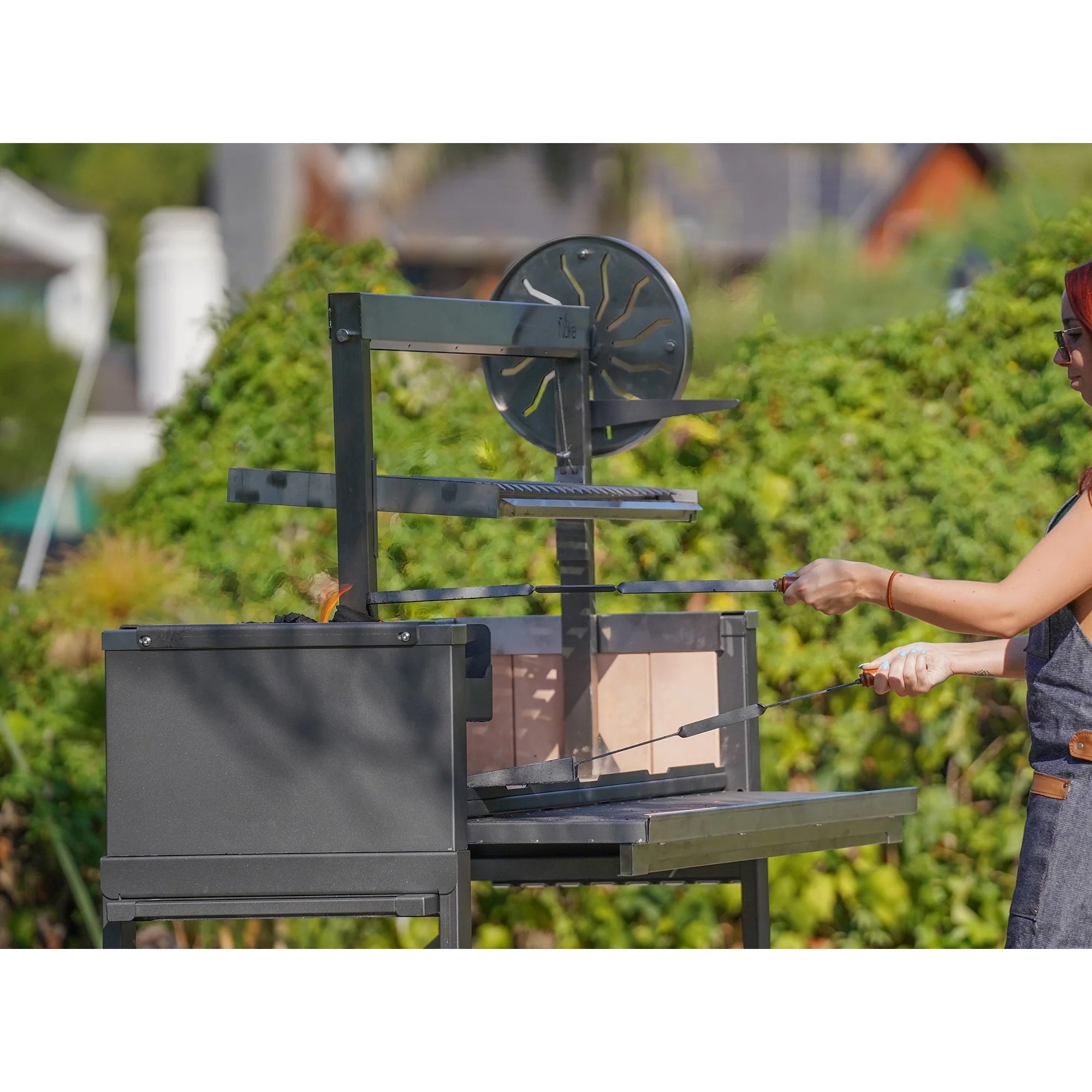 Nuke Puma Freestanding Argentine Charcoal Grill with Santa Maria System