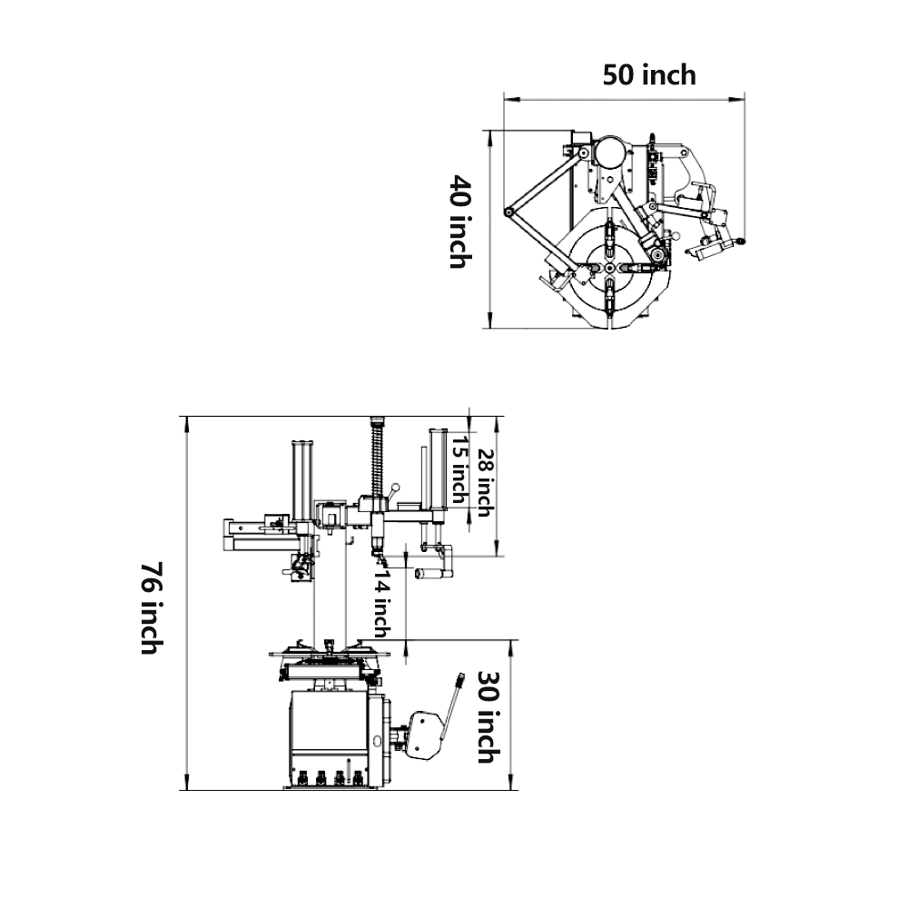 Katool KT-T830 Light Duty Assist Arm Tire Changer 12"-24" Rims