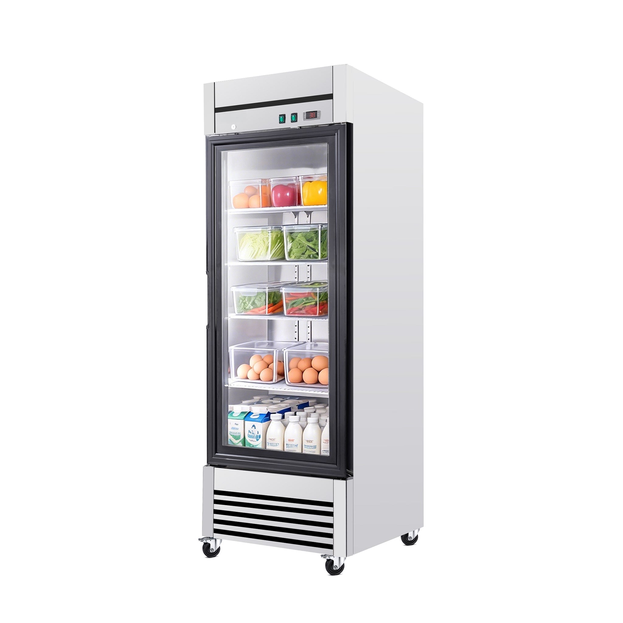 27-Inch Commercial Single Glass Door Reach-In Display Refrigerator