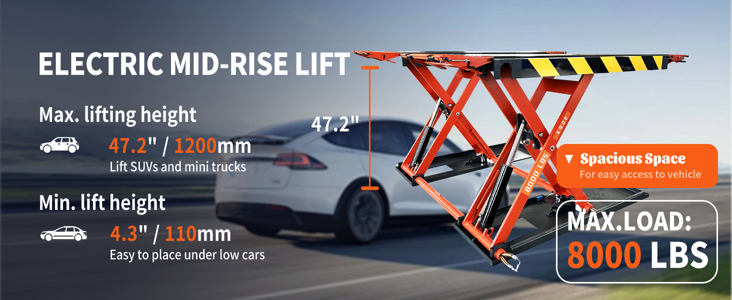 Katool KT-X90E 8000 lbs Electric Mid Rise Scissor Lift