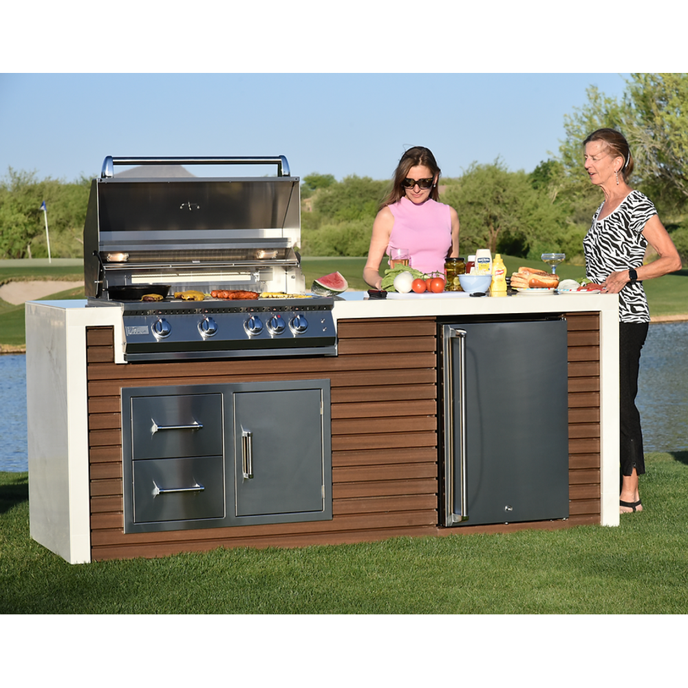 KoKoMo Outdoor Kitchen Island with Waterfall Edge – 32” Built-In Grill