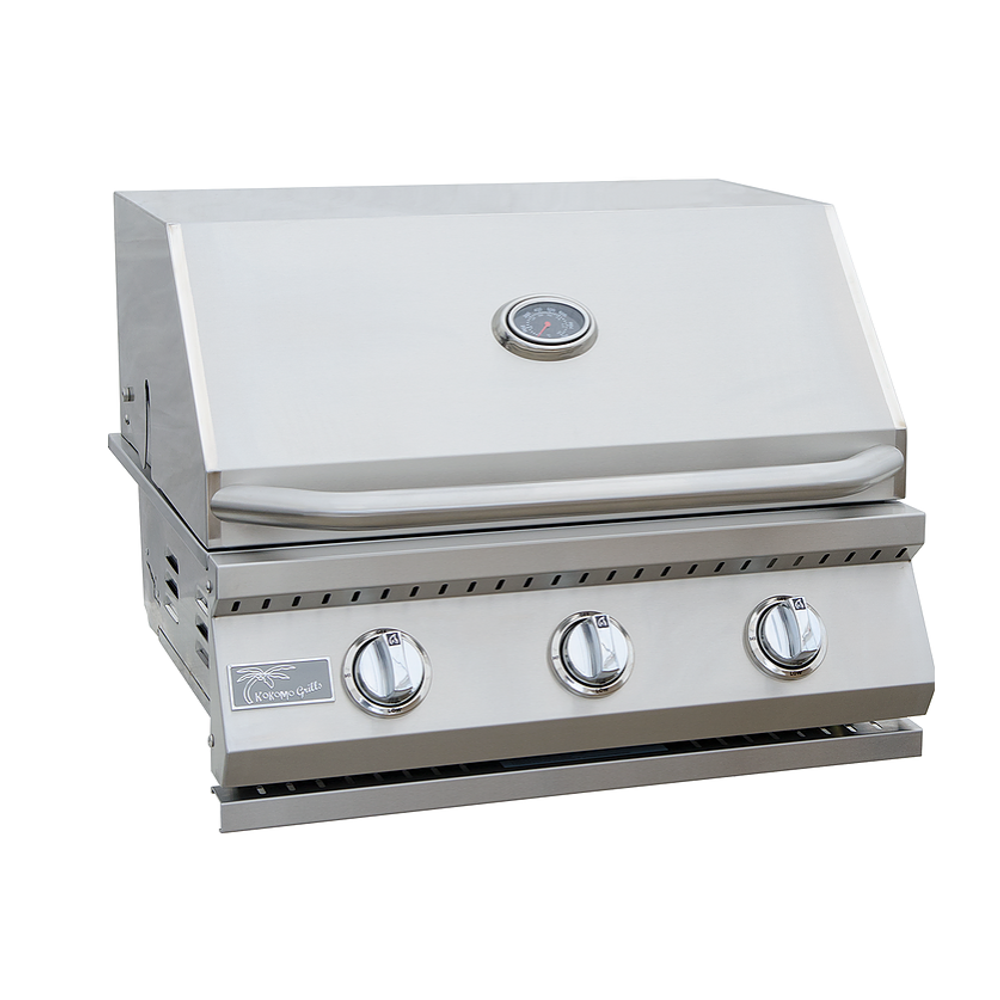 KoKoMo 26” BBQ Grill with 3-Burner Stainless Steel Cart – Freestanding