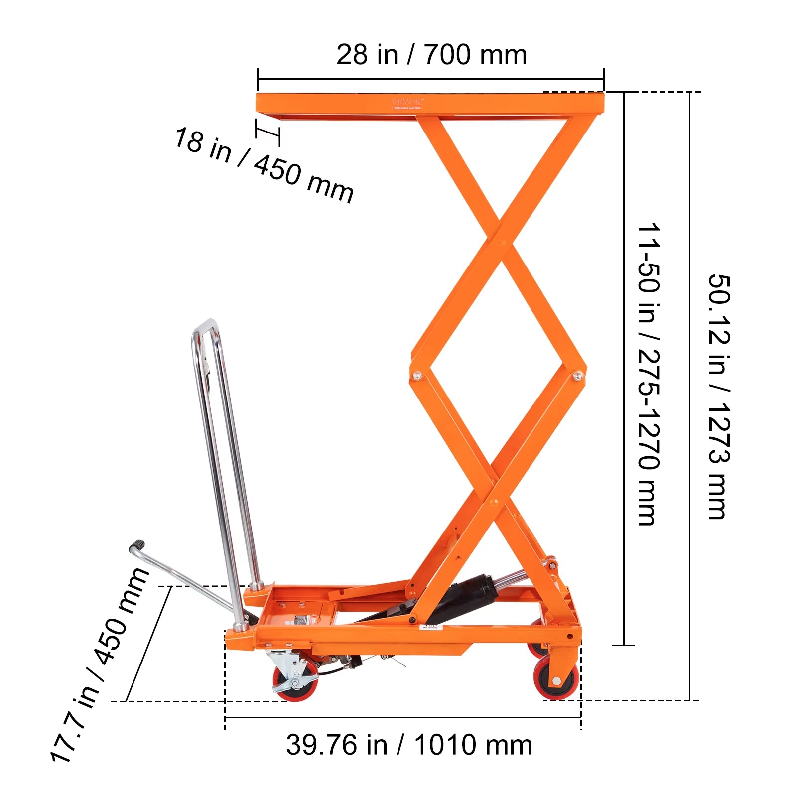 330/770/1760Lbs Lifting Platform Hydraulic Car Lift Table Cart Heavy Duty Double Shear Wheelbarrow for Repair Motorcycl