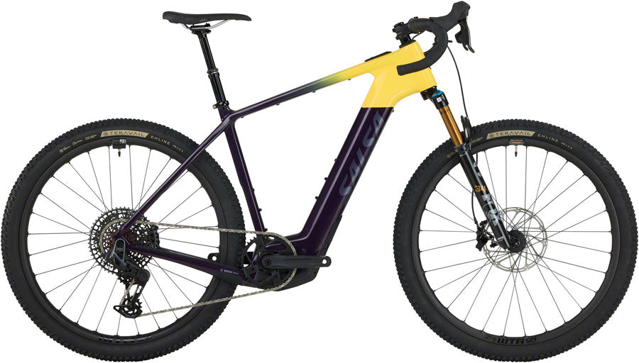 Salsa Tributary C Force X0 AXS Transmission SUS Ebike - 29" Carbon Amethyst/YLW Small