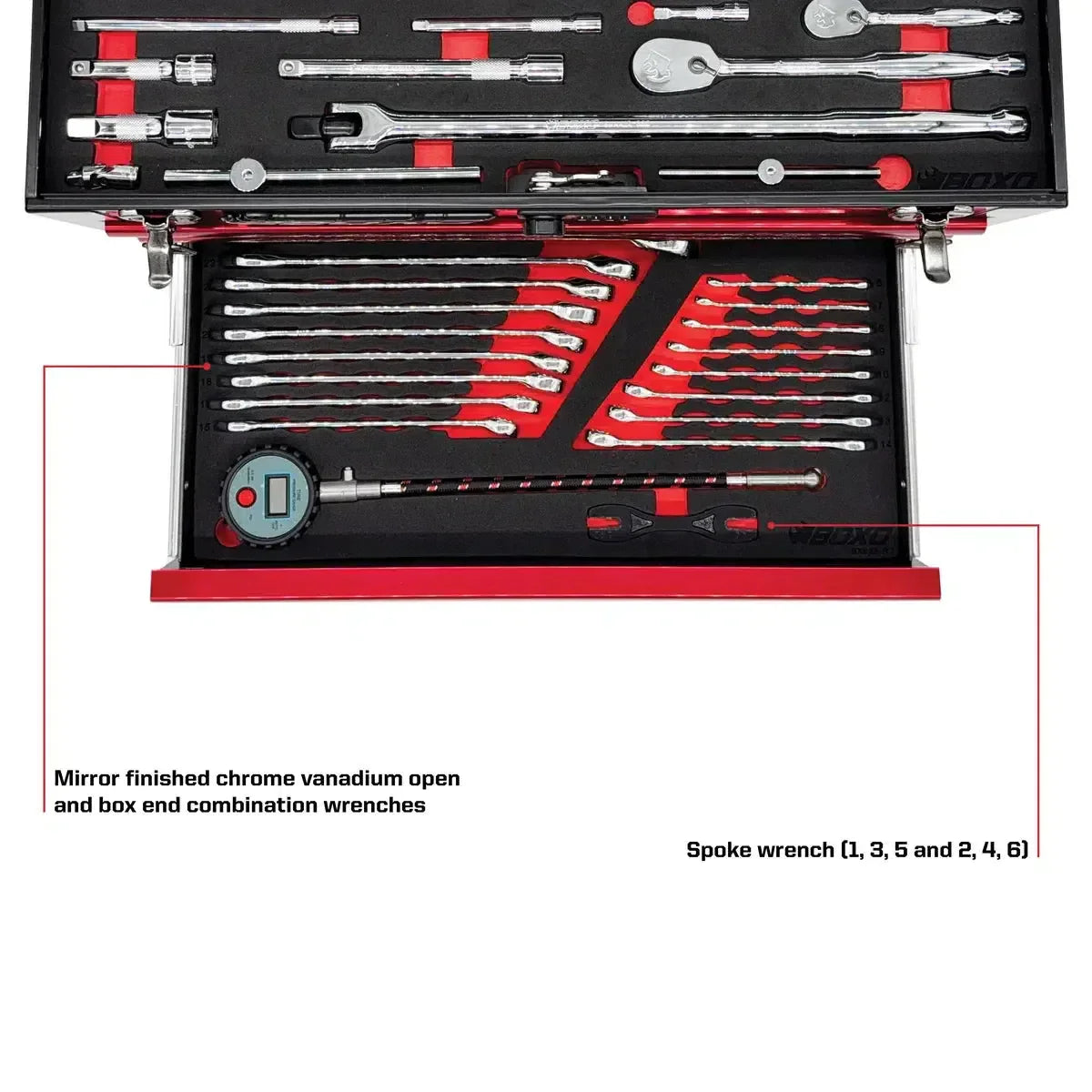 MotoBox | Ricky Carmichael 3-Drawer Portable Tool Box with 103-Piece Metric Motorcycle Tool Set