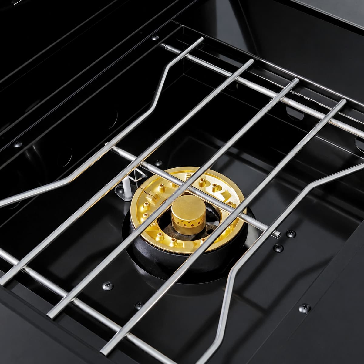 46" Four Burners Black Outdoor Kitchen Islands Grill + Side Burner