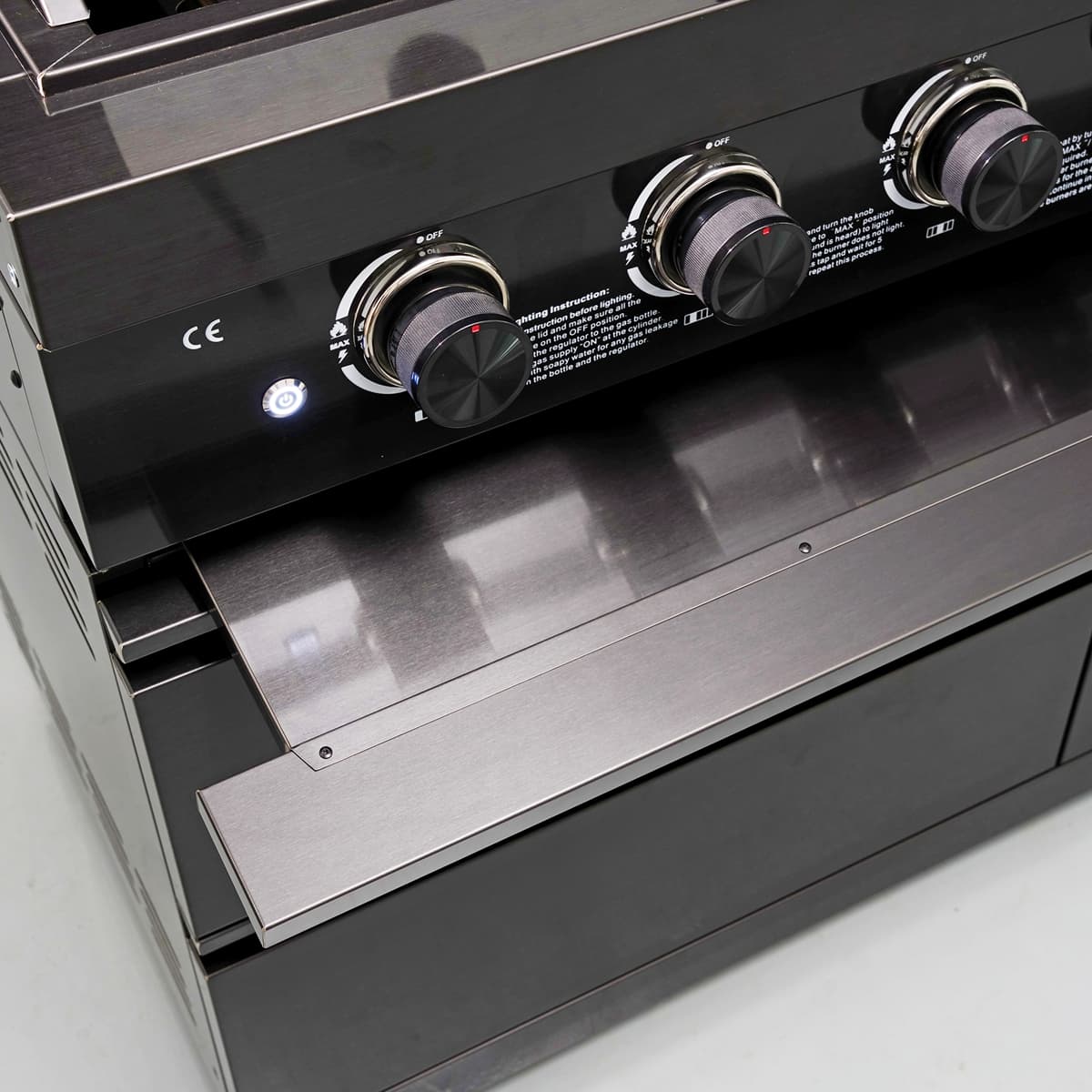 46" Four Burners Black Outdoor Kitchen Islands Grill + Side Burner