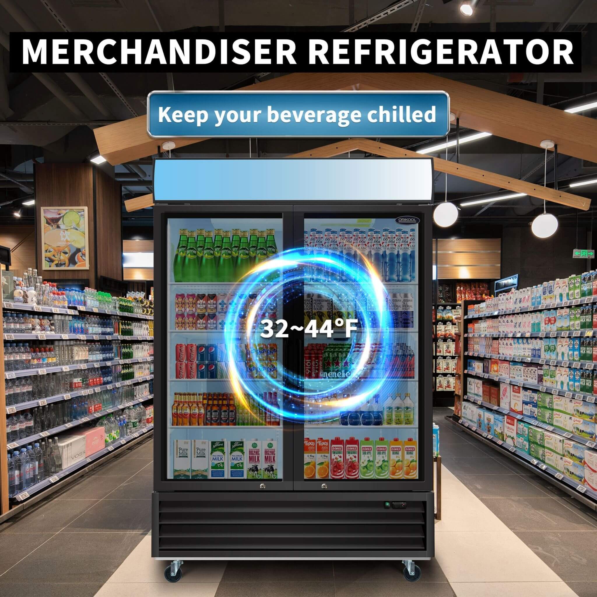 44.7 Cu.Ft Double-Door Commercial Display Merchandising Refrigerator