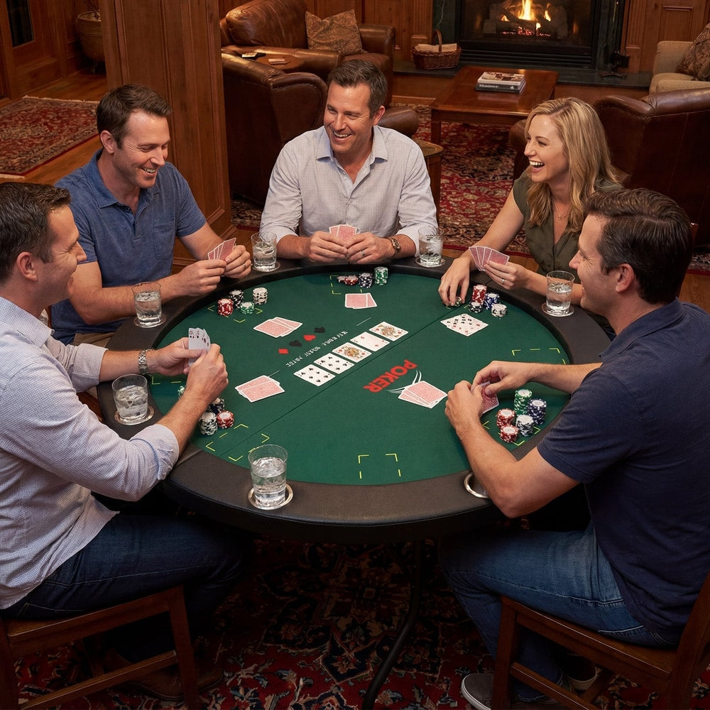 48 Inch Foldable Poker Table with 8 Cup Holders and Padded Edges