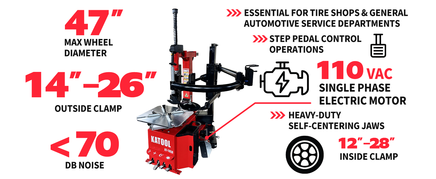 Katool KT-T850 Tilt-Back Tire Changer 14"-28" Rims
