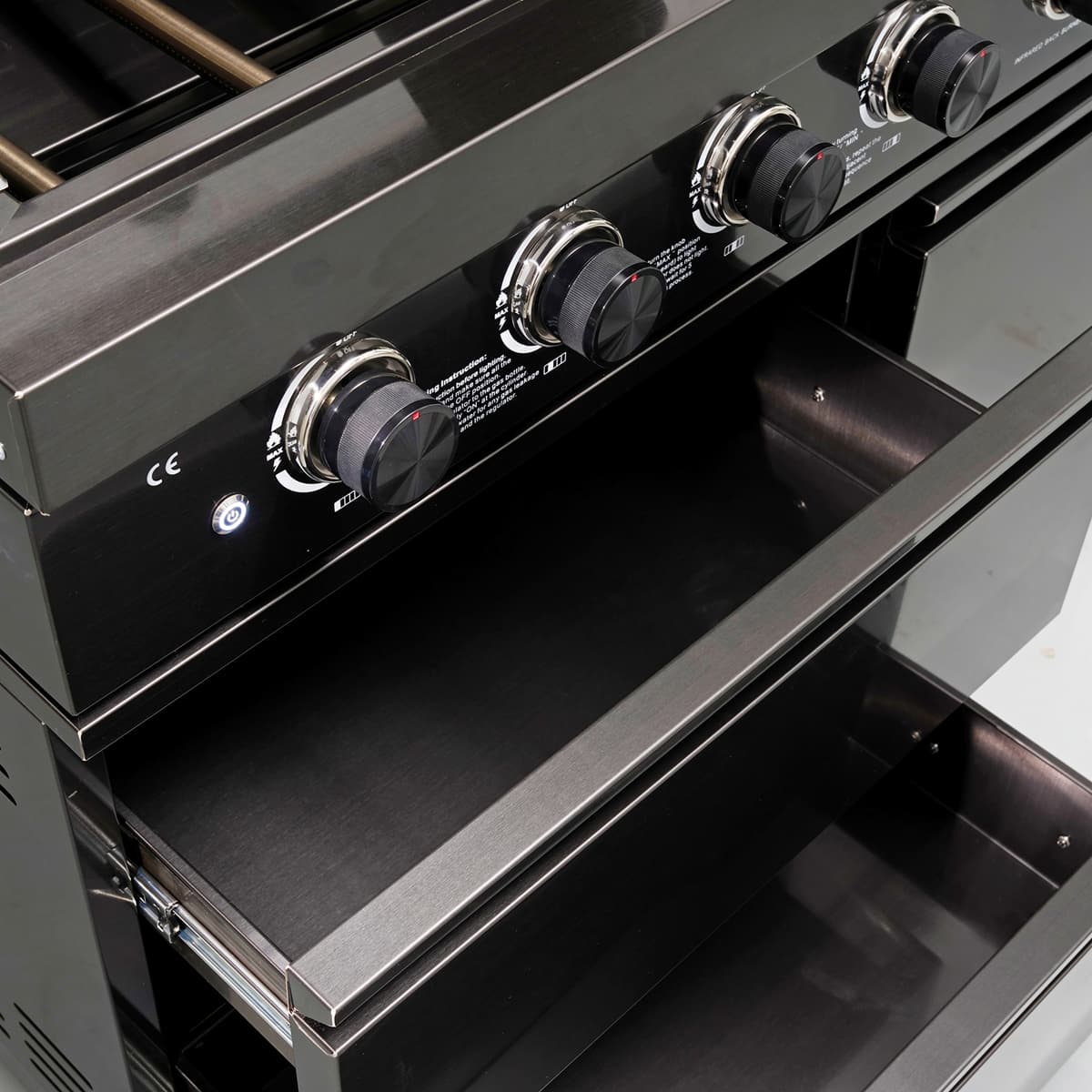 46" Four Burners Black Outdoor Kitchen Islands Grill + Side Burner
