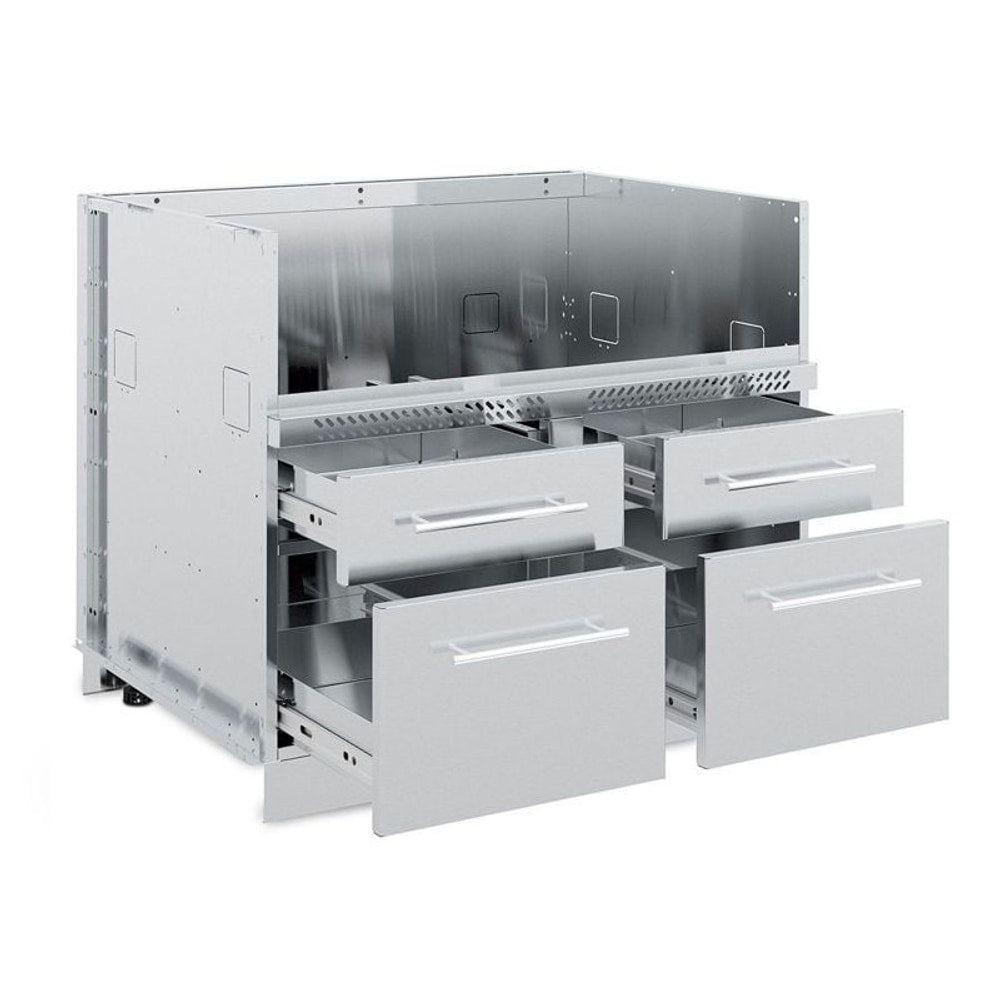 Broil King 111 x 70-Inch Outdoor Kitchen Island with Imperial S 590i 5-Burner Gas Grill, Rotisserie, Side Burner & Refrigerator