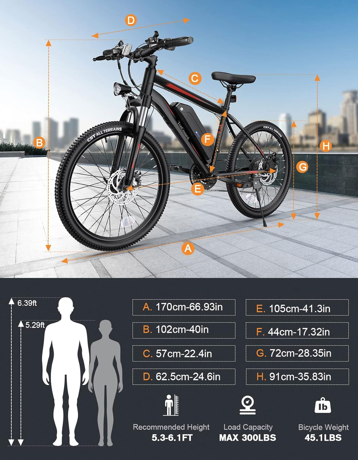 Electric Bike for Adults, 26" Ebike with Peak 500W Brushless Motor, Electric Mountain Bike with 374Wh Removable Battery, 50 Miles Electric Bicycle with Suspension Fork, 21 Speed, LCD Display.
