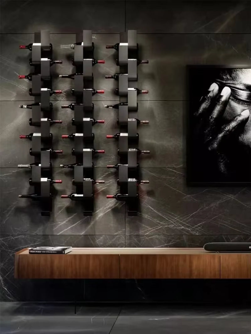 Wrought Iron Wall-Mounted Wine Rack Bar Bar Modern Simple Wine Rack Restaurant Wall-Mounted Creative Wine Display Rack