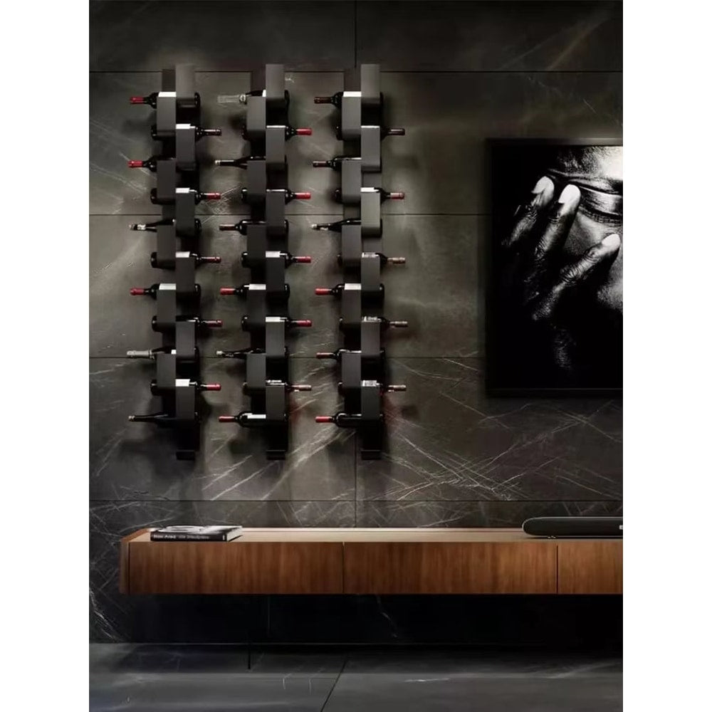 Wrought Iron Wall-Mounted Wine Rack Bar Bar Modern Simple Wine Rack Restaurant Wall-Mounted Creative Wine Display Rack