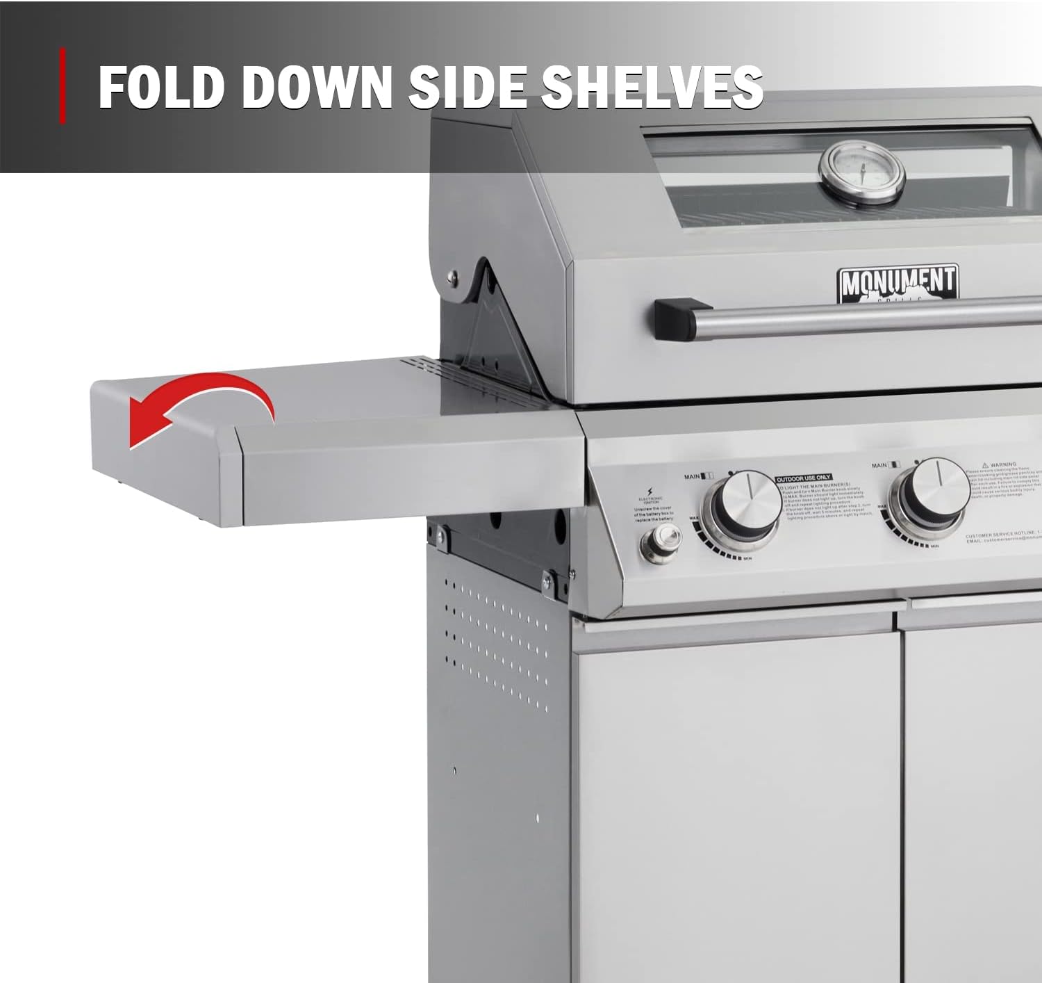 Monument Grills Larger 3-Burner Propane Gas Grills Barbeque Stainless Steel Heavy-Duty Cabinet Style with BBQ Cover (2 Items)