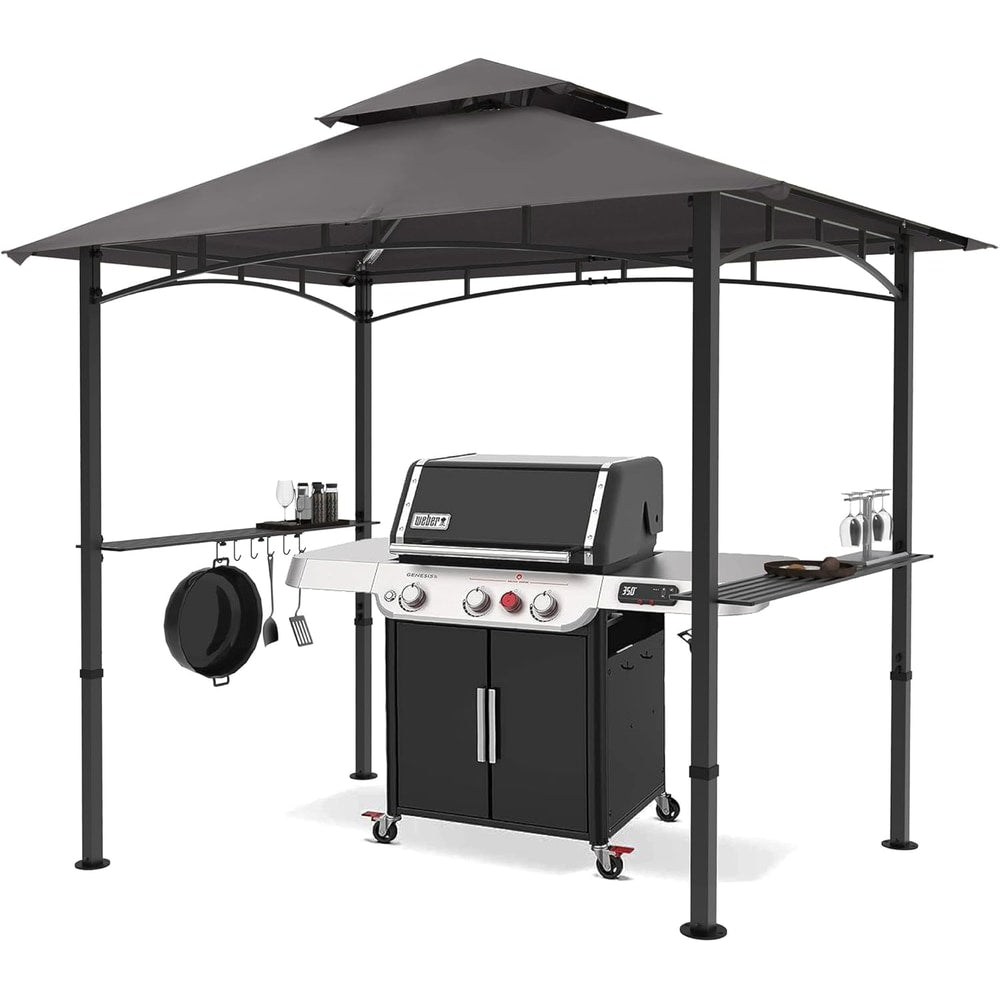 MASTERCANOPY 8 x 5 Grill Gazebo Outdoor BBQ Gazebo Canopy with 2 LED Lights (Gray)