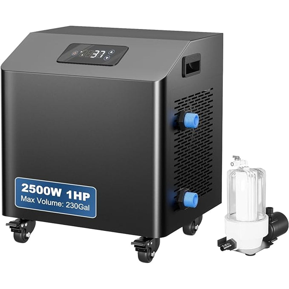 Ice Bath Water Chiller for Cold Plunge Tubs, 1HP Upgraded Cold Plunge Chiller with External Filter & Pump, Submersible Pump, Insulated Hoses, 110V Cooling Chiller for for Cold Therapy Recovery
