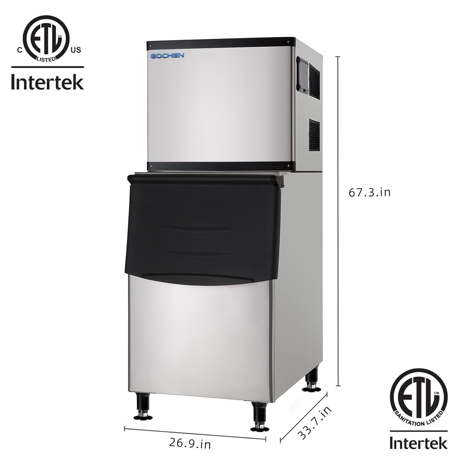al Ice MaEQCHEN 500 lb Ice Maker Commercichine with 375 lb Ice Bin