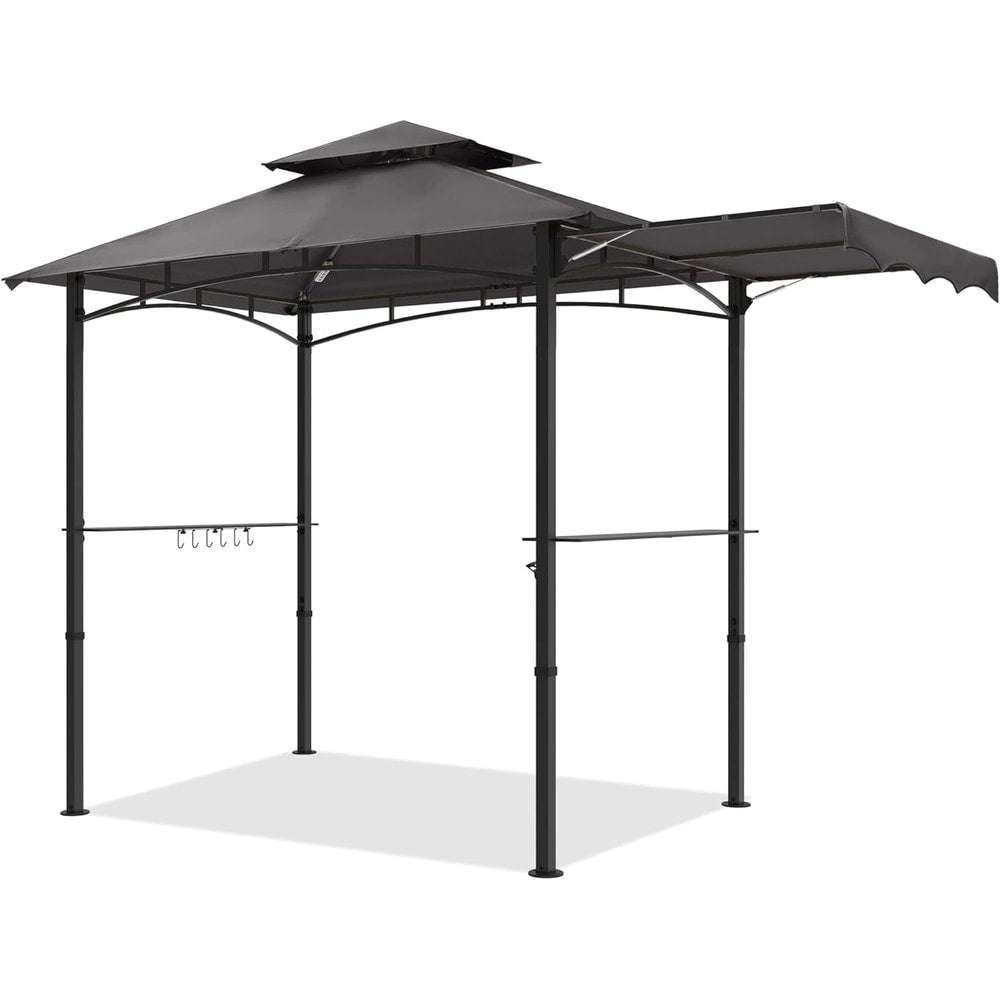 MASTERCANOPY 11 x 5 Grill Gazebo with Extra Side Awning Outdoor BBQ Gazebo with 2 LED Lights for Patio Party Backyard Picnic(Dark Gray)