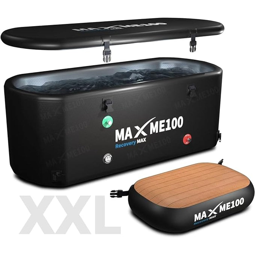 MAXME100® Cold Plunge Tub, Ice Bath Tub, XXXL Cold Plunge With Non-Slip Step, Upgraded HSBMF Material, Dual- Action Pump, Water Chiller Compatible, Portable, Inflatable, Outdoor, Indoor, Athletes