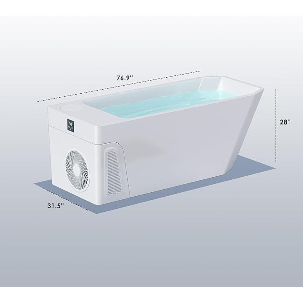 Deeptime Smart Cold Plunge Tub,Ice Bath with Built-In Chiller(Down to 38F),Smartphone Control,Whisper-Quiet,Spacious Design for Full-Body Recovery & Cold Therapy,White