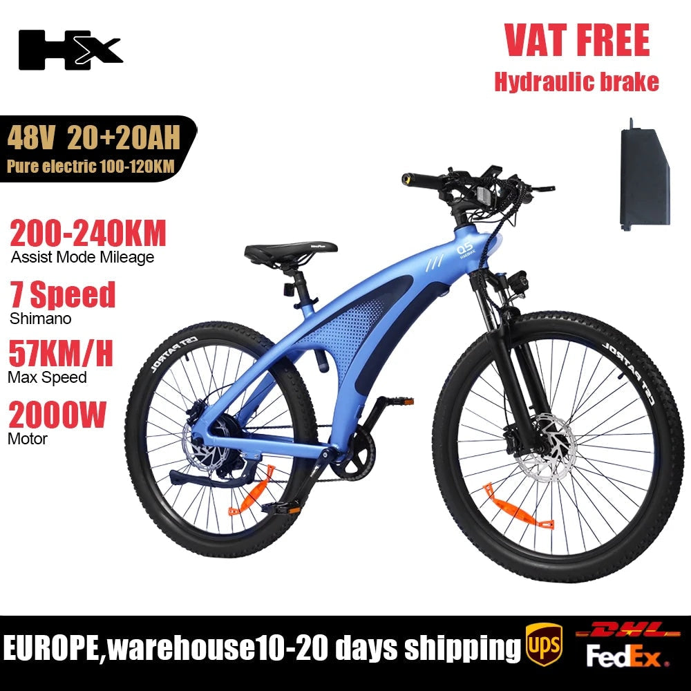 HX Q5 Ebike 2000W Adults Electric Bike 85Nm 57KM/H Electric Bicycle 27.5*2.25 Inch Removable Battery Electric Mountain Bike