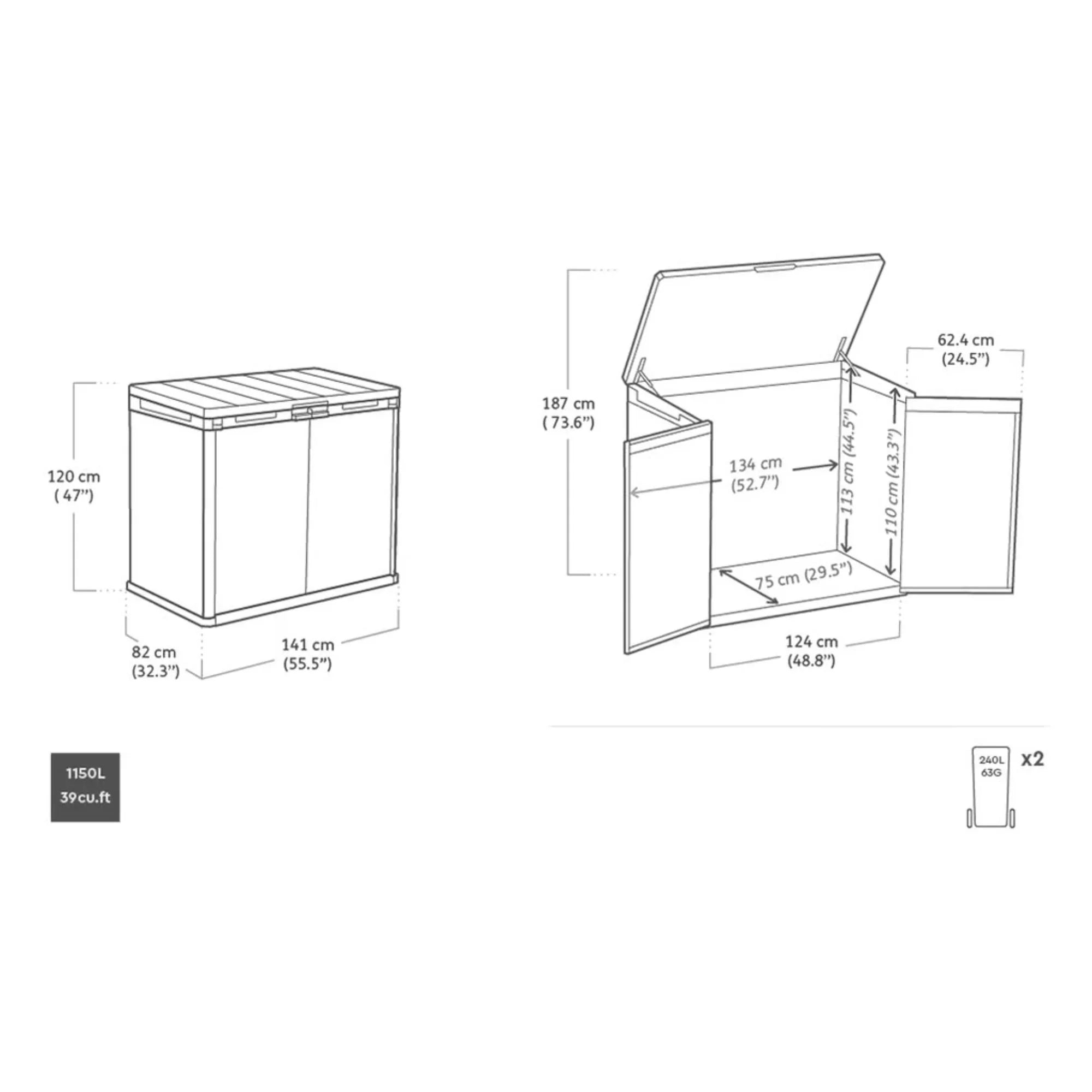 Outdoor Storage Shed, Durable Resin, Compact & Portable, Store-It-Out Darwin, Grey
