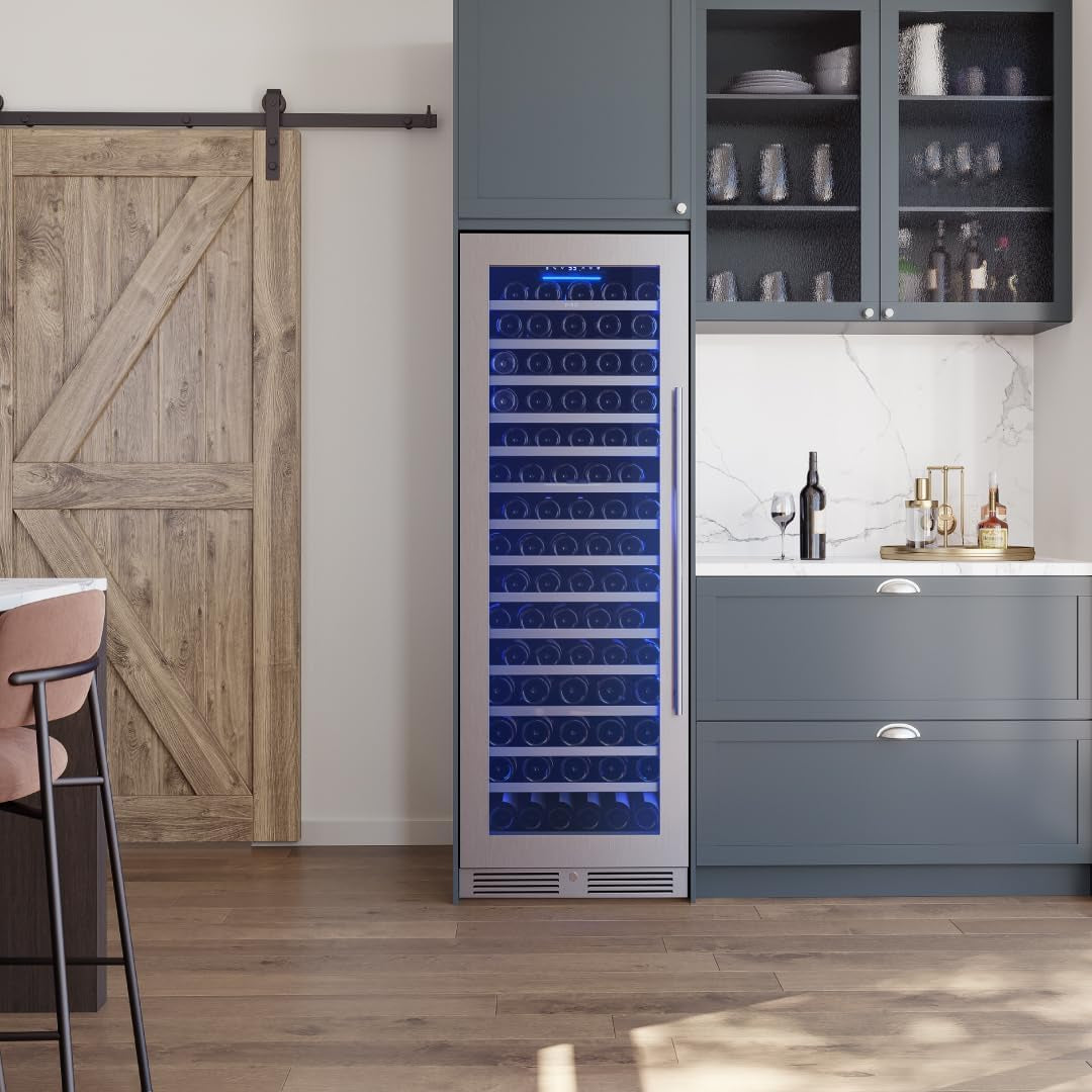 Presrv 24 Inch Wine Fridge Full Size Single Zone - Tall Wine Cooler Cellars Large Cabinet Wine Refrigerator Home Bar Chiller Freestanding with Glass Door for 148 Bottles 750Ml