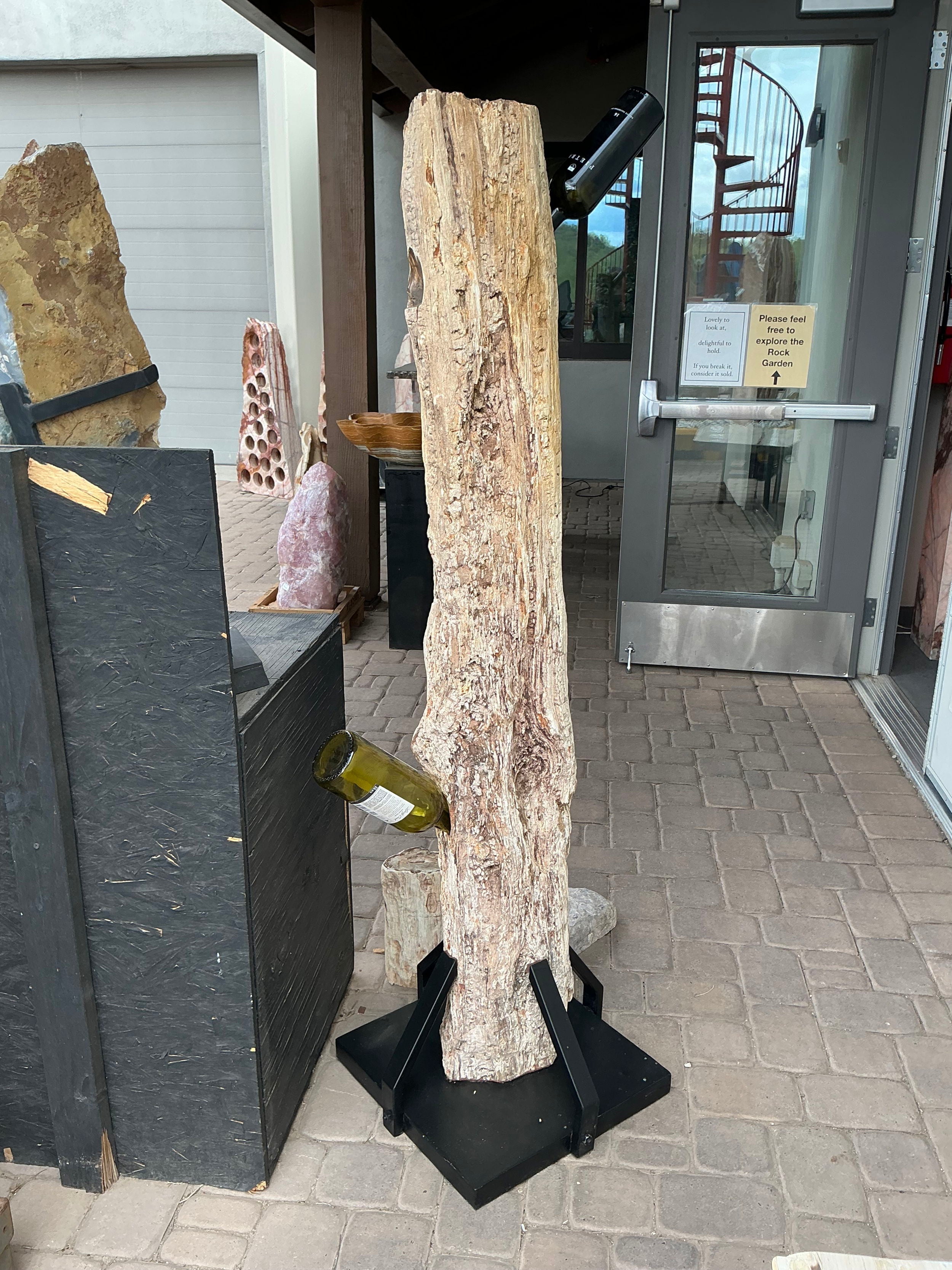 Madagascar Petrified Wood Log Wine Holder with 9 Holes