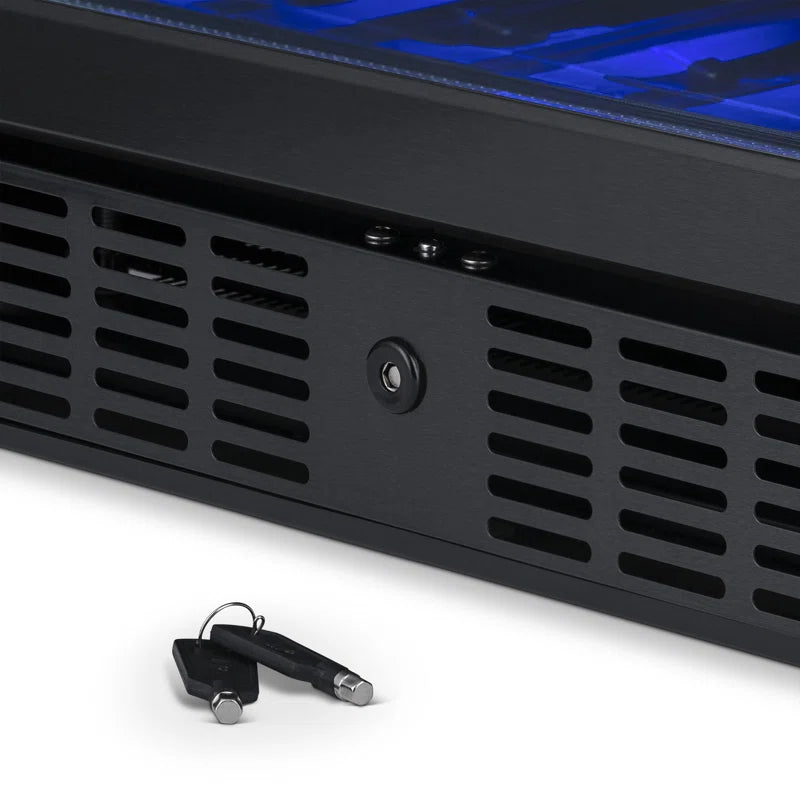 24” Built-In 46 Bottle Dual Zone Wine Cooler with Removable Beechwood Shelves in Black Stainless Steel