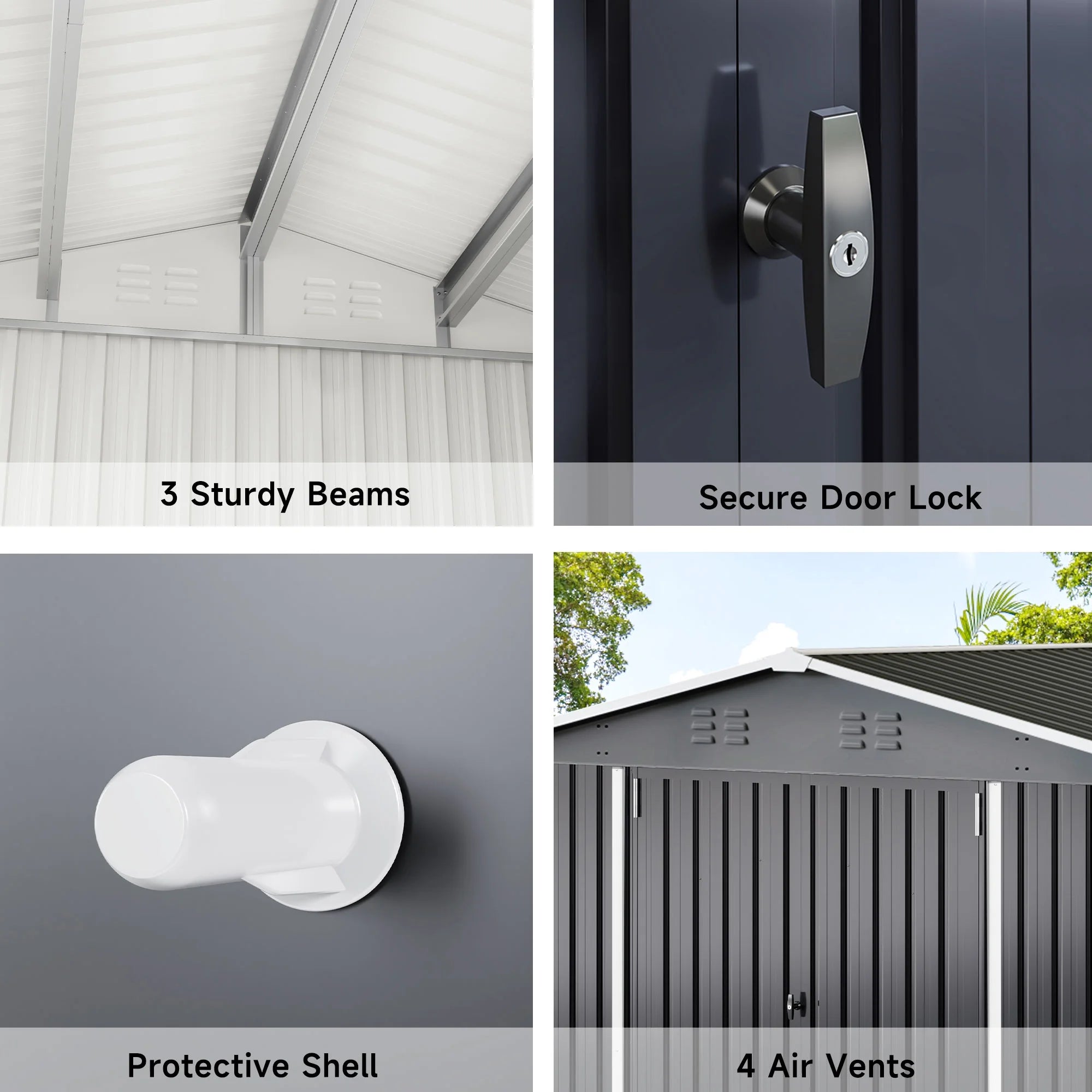 10'X14' Outdoor Metal Shed , Storage Shed with Updated Frame, Lockable Doors & Sliding Roof for Backyard, Garden, Black