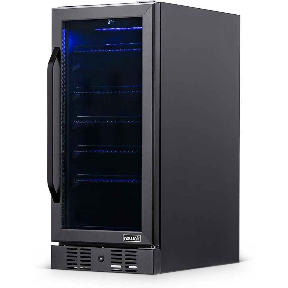 Newair 24" Wine and Beverage Refrigerator 20 Bottle and 70 Can Capacity, Built-in or Freestanding Cooler, Dual Zone Fridge in Stainless Steel with Splitshelf