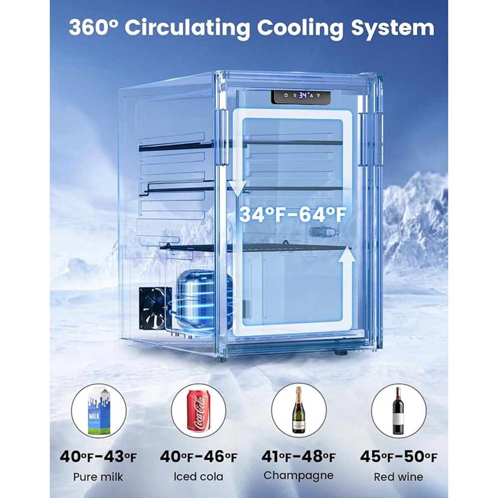 Wine Cooler Refrigerator - 26 Bottle 126 Can Mini Wine Fridge with Glass Door for Beer Soda Water Drink, Small Wine Cellar Beverage Refrigerator for Bedroom Office Home Bar Dorm, 3.2 Cu.Ft