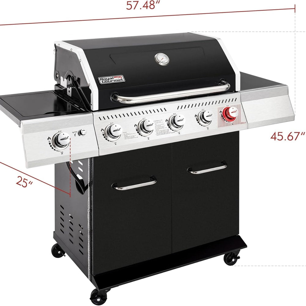 Royal Gourmet GA5404H 5-Burner Propane Gas Grill with Side Burner & Warming Rack, Outdoor BBQ Grill with 64,000 BTUs Output & 738 Sq. in. Cooking Area for Outdoor Barbecue, Black
