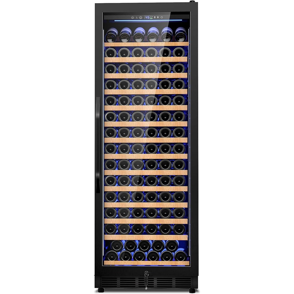 24 Inch Wine Cooler Refrigerator,179 Bottles Wine Fridge Large Capacity Professional Wine Cellars with Powerful Compressor,Quiet Operation and Elegant Design, Black