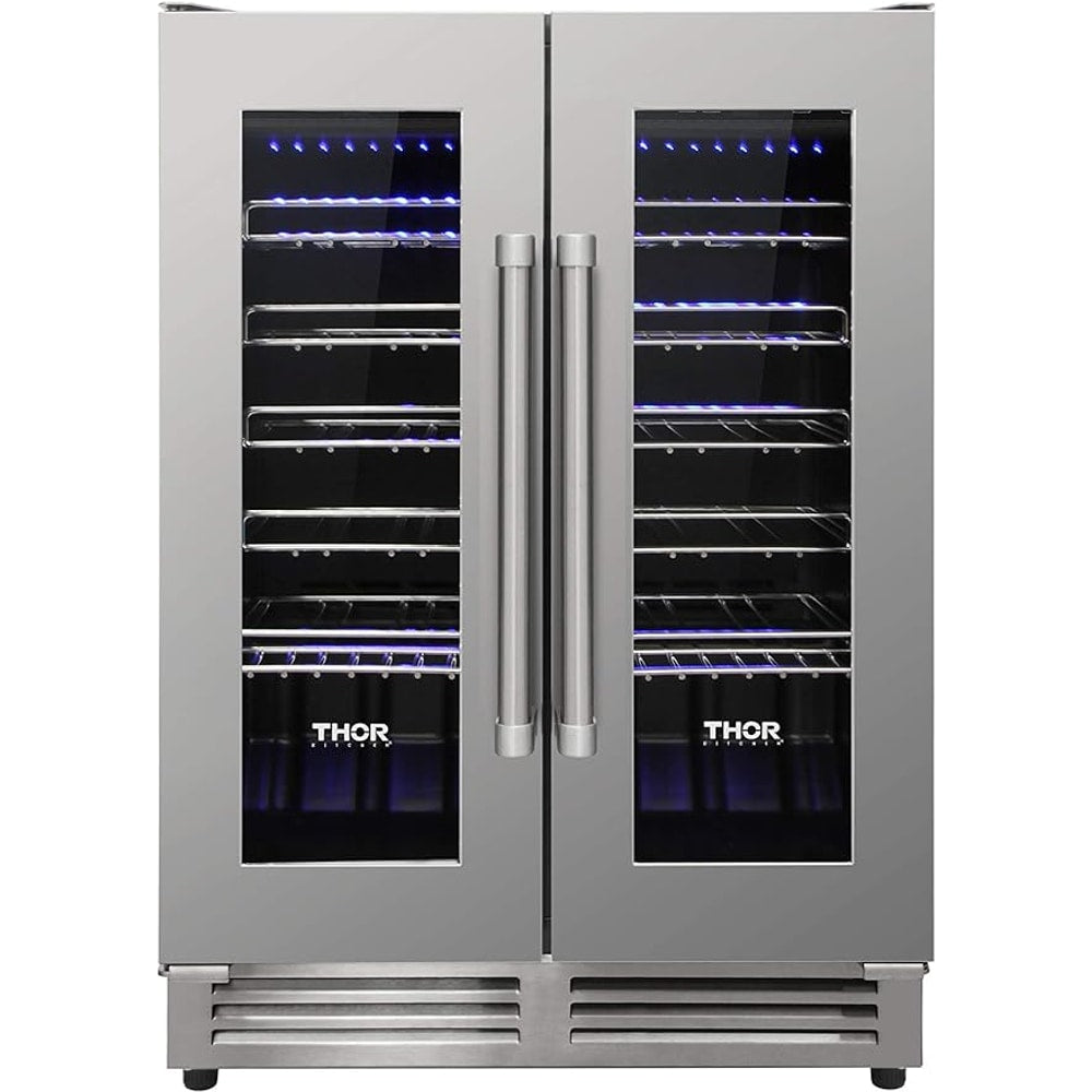 THOR Kitchen Freestanding/Under-Counter 24-Inch Dual Zone Wine Cooler in Stainless Steel - Model TWC2402