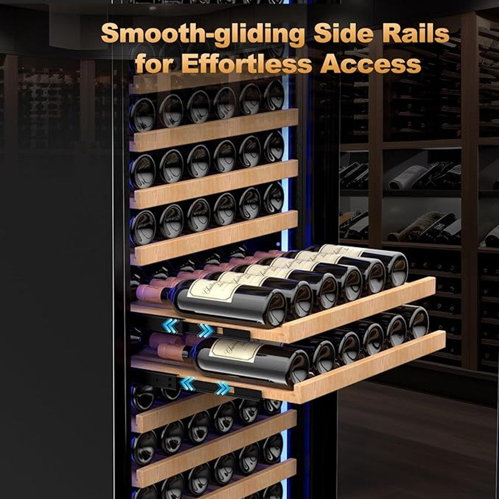 24 Inch Wine Cooler Refrigerator,179 Bottles Wine Fridge Large Capacity Professional Wine Cellars with Powerful Compressor,Quiet Operation and Elegant Design, Black