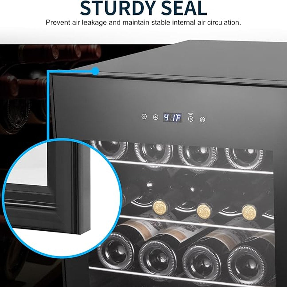 24 Bottles Wine Cooler Refrigerator, Small Wine Fridge Mini Wine Fridge Countertop with Glass Door Wine Cellars for Red Wine, Champagne, Dry White Wine, Sparkling Wines