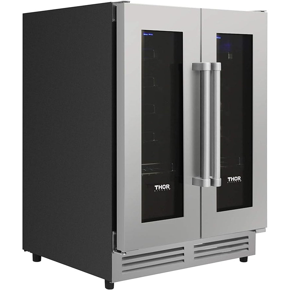 THOR Kitchen Freestanding/Under-Counter 24-Inch Dual Zone Wine Cooler in Stainless Steel - Model TWC2402