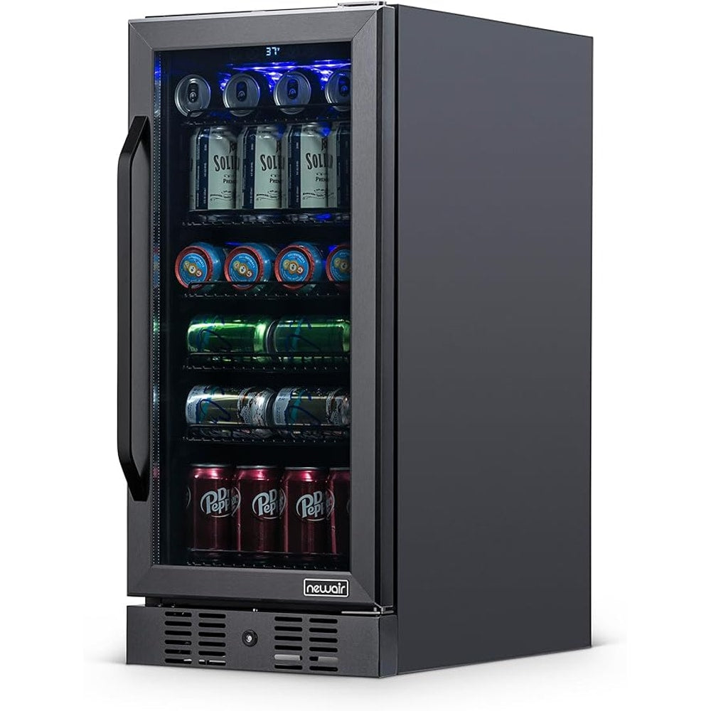 Newair 24" Wine and Beverage Refrigerator 20 Bottle and 70 Can Capacity, Built-in or Freestanding Cooler, Dual Zone Fridge in Stainless Steel with Splitshelf