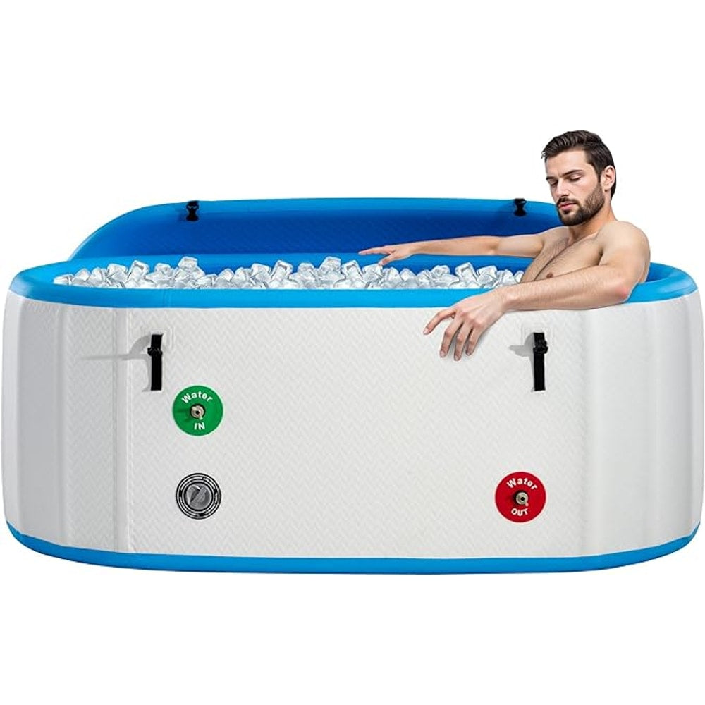Albott Inflatable Cold Plunge Tub for Athletes, Ice Bath Tub with Insulated Lid Non-Slip Mat, Water Chiller Compatible, Portable for Indoor & Outdoor Recovery, 210 Gal, 71" L x 35" W x 30" H