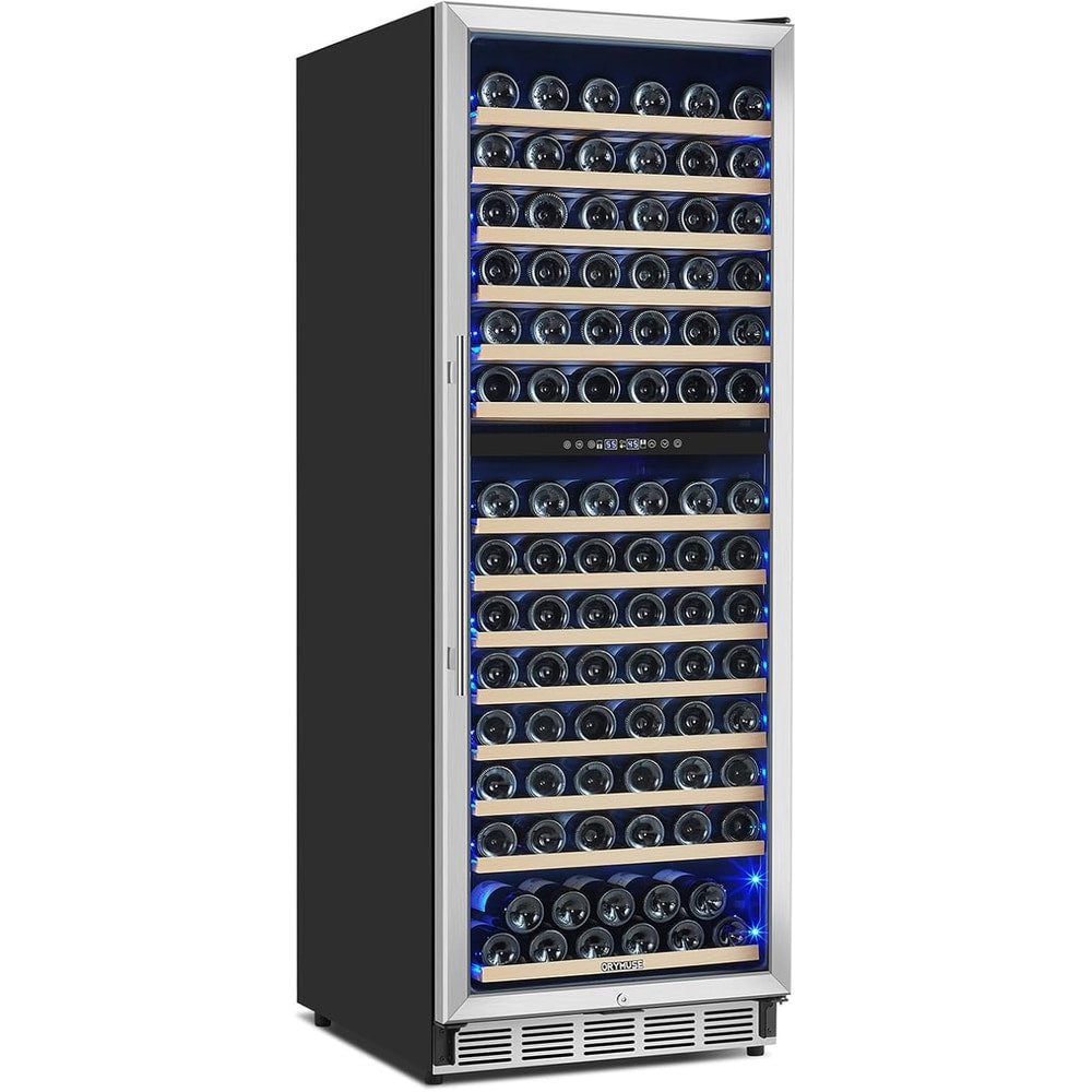Dual Zone Wine Fridge Freestanding 175 Bottle, 24 Inch Large Capacity Built-in Wine Cooler Refrigerator with Upgraded Compressor Cooling and Intelligent Temperature Memory
