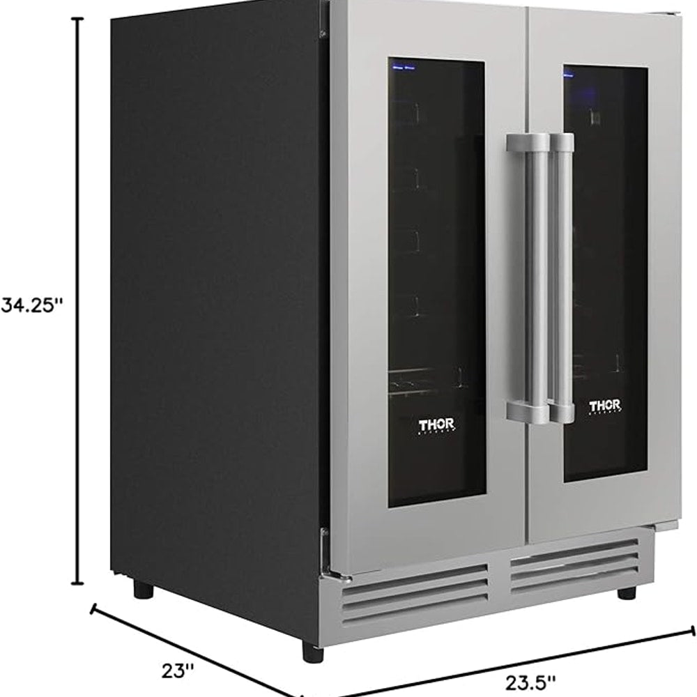THOR Kitchen Freestanding/Under-Counter 24-Inch Dual Zone Wine Cooler in Stainless Steel - Model TWC2402